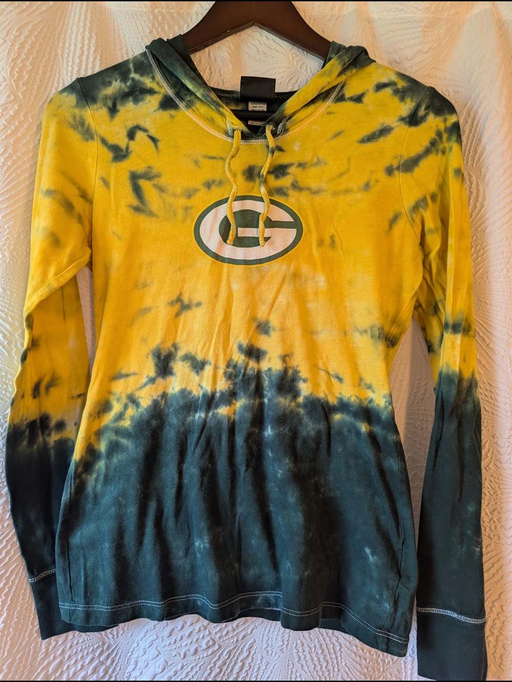 Green Bay Packers - Women's Tie-Dye Hooded Long Sleeve Top - Yellow & Dark Green